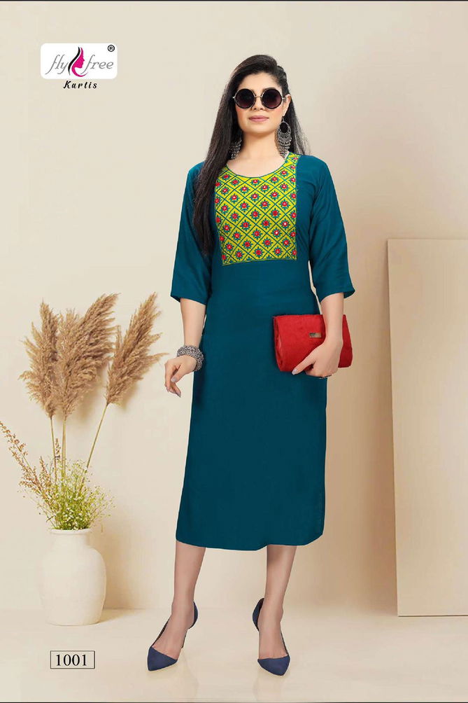 Fly Free Ignite New Fancy Wear Rayon Designer Kurti Collection